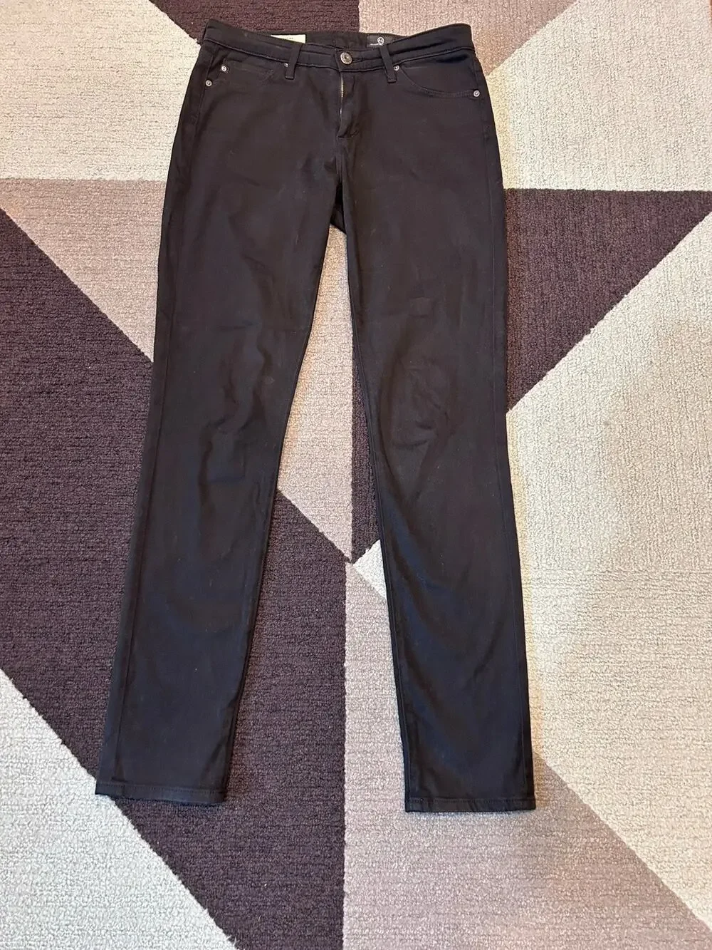 Adriano Goldschmied Womens Jeans Black The Prima Mid Rise Cigarette 27R